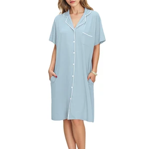 Summer Ladies Nightshirt Bamboo Viscose Women's Sleepshirt Breathable Custom Pajamas Night Dress