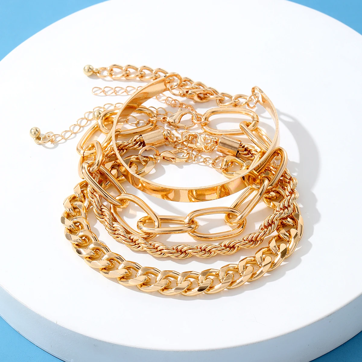 [PEARLY MORE] 韓国 Surgical Mix Chain Bracelet おしゃれ Paisley Cubic Zirconia & Layered Chain Bracelet – Sterling