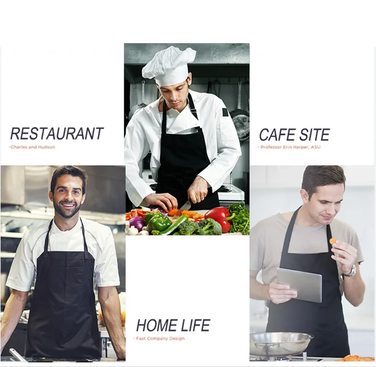 Высококачественный Кухонный Фартук с логотипом на заказ, фартук для французских поваров из хлопка и полиэстера, кухонный фартук на заказ с логотипом