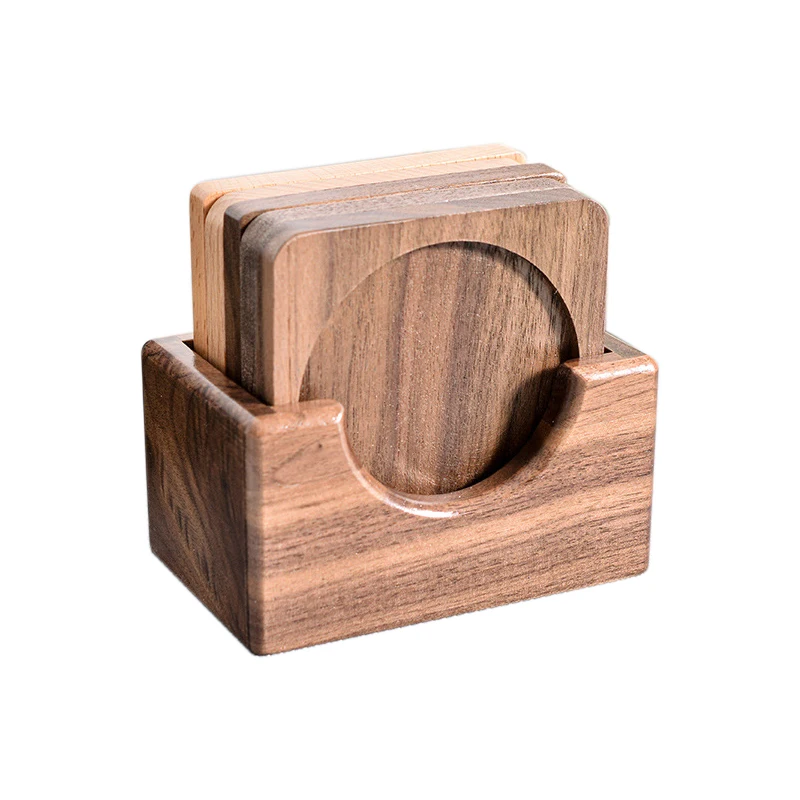 Eco Friendly Cup Mat Round square Oak Beech Bamboo Acacia Walnut Drink Pot Tea Coffee Cup Blank Wooden Insulation Coaster