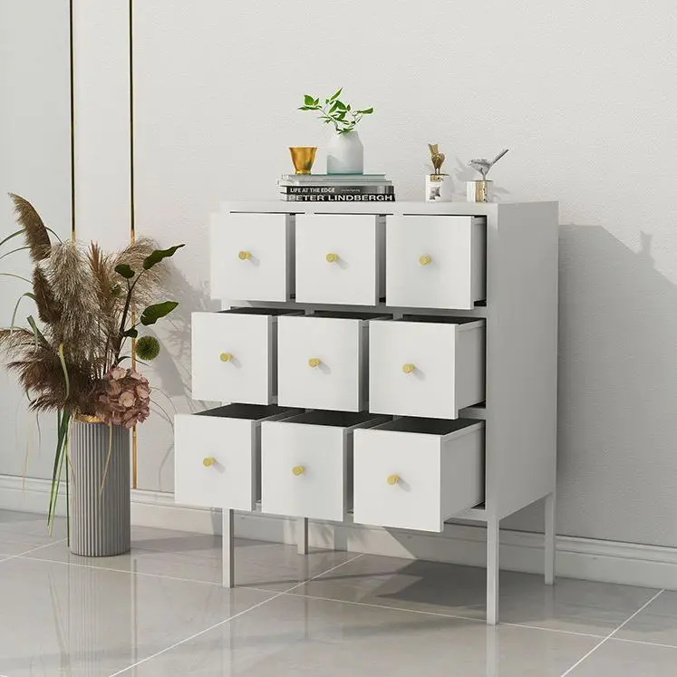 Мебель для гостиной спальни сплошной цвет большая емкость пыленепроницаемый девять ящиков тип хранения стальной шкафчик боковой Витринный Шкаф