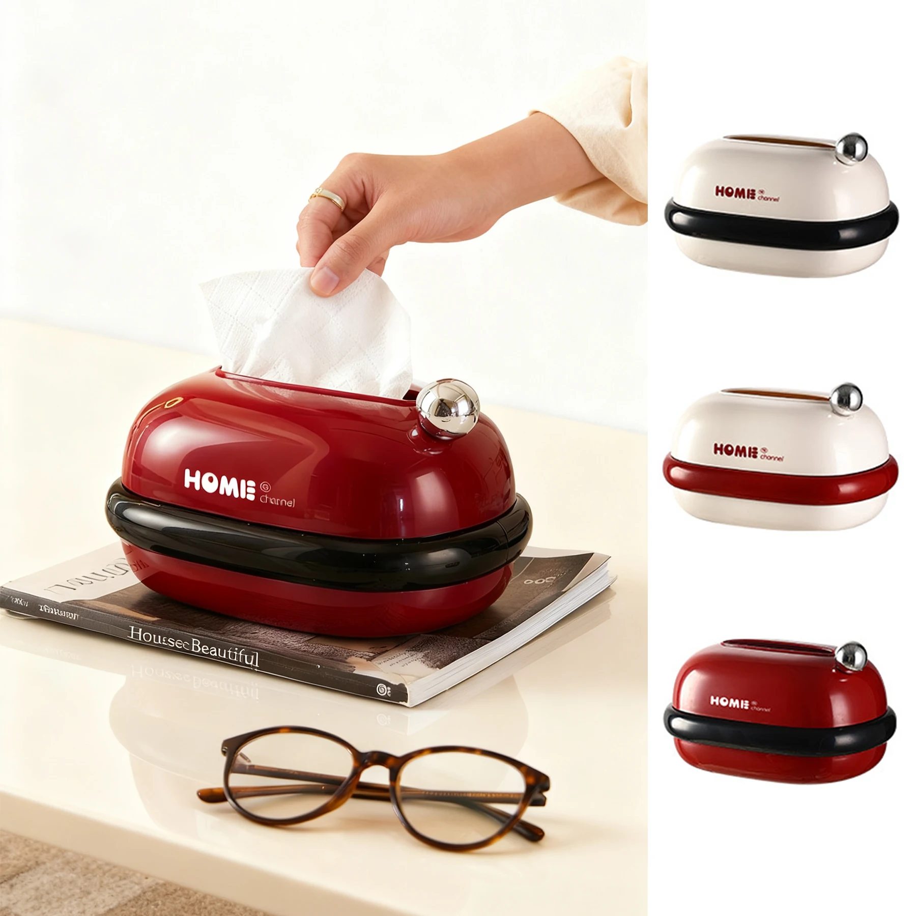 Atacado Caixa de Lenços Plástica Luxuosa Personalizada de Grande Porte com Ímã de Abertura Automática para Uso em Carro, Mesa ou Casa Formato Retangular