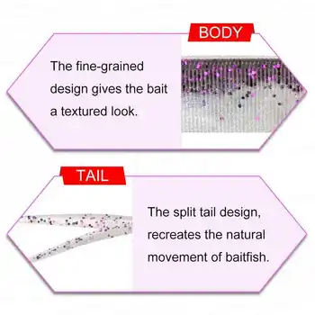 OEM Fishing Soft Bait With Forked Tail 2" 3" 4" 10pcs/bag Fishing Worm Bait Lacquer Double Color Silicone Fish Bait – Soft Lure – view 4