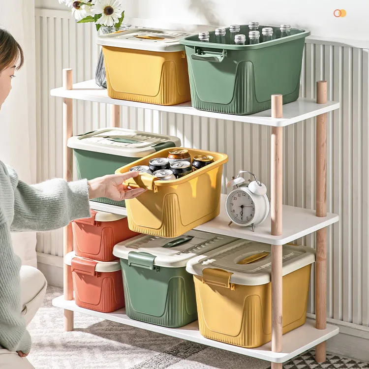 Colorful Stackable Large Plastic Storage Containers With Lids and ...
