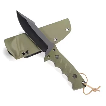 High Quality Stainless Steel Tactical Camping Knife for Outdoor Survival Gear Fixed Blade Hunting Knife with Rubber Handle
