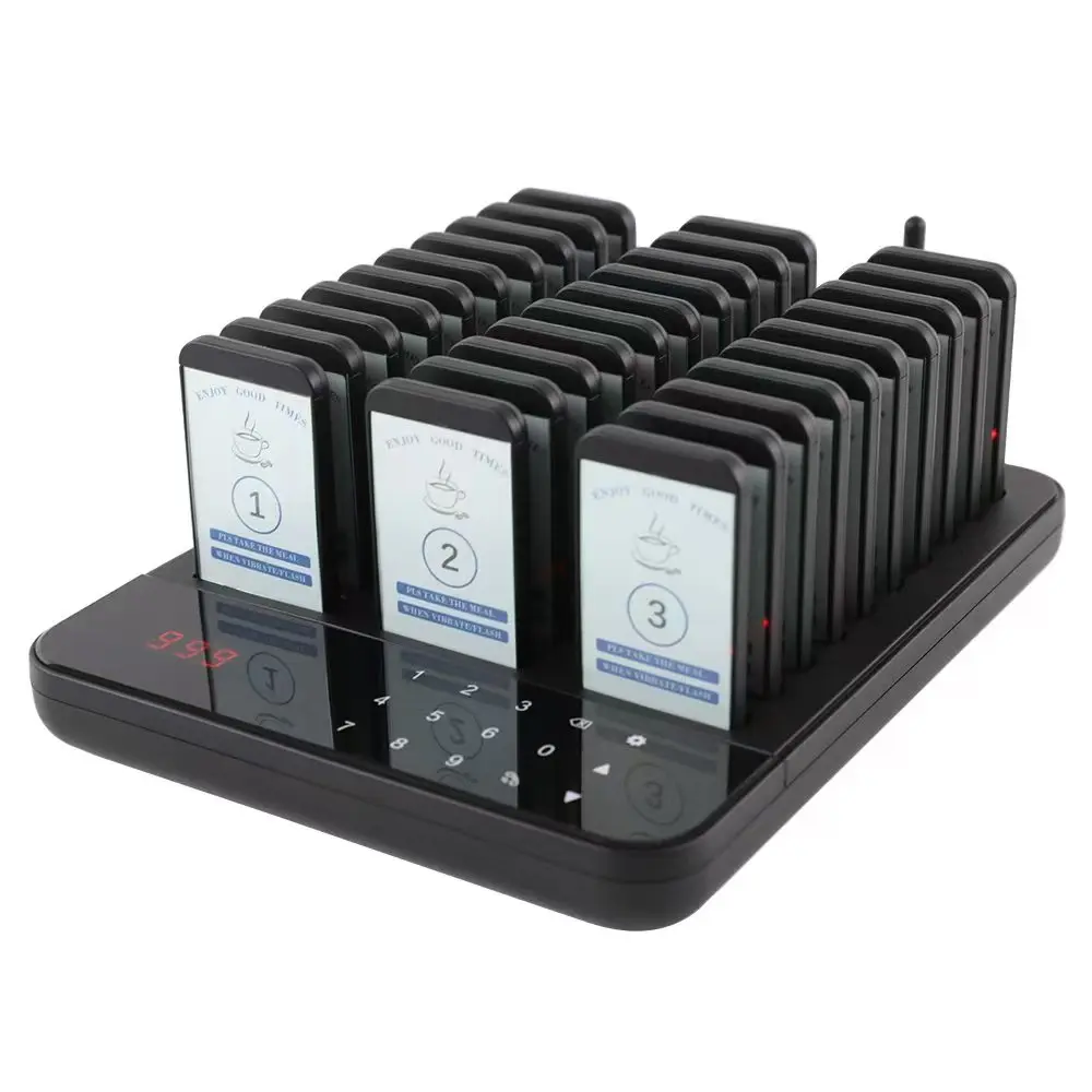 The Buzzer for Customers and Waiters in Restaurants and Cafes Vibrates, and the Unmanned Unlimited Calling System Pager Is Used