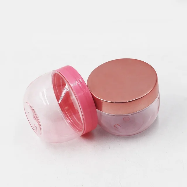 120ml Translucent pink bowl shape facial mask plastic PET cheap empty cream jar container 120g