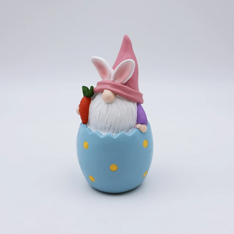 Custom craft Nordic hme festival decorative 3d mini statue wholesale cute resin blue gnome rabbit ears figurines gift