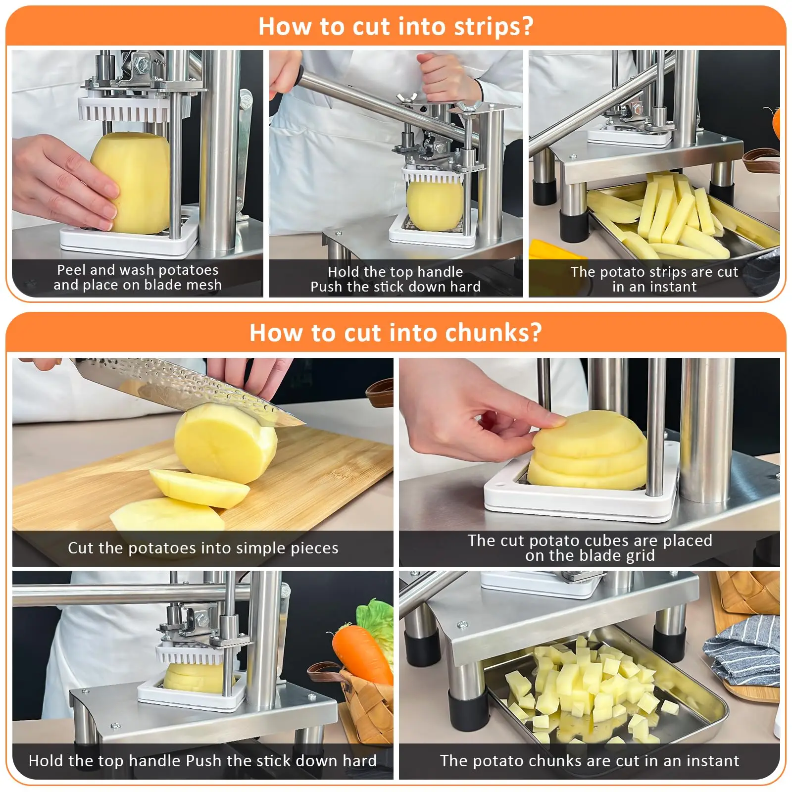 Kitchen Stainless Steel Tools Manual Small Cucumber Bar Cutting Machine Vertical Fries Cutter Potato French Fry Cutter Machine