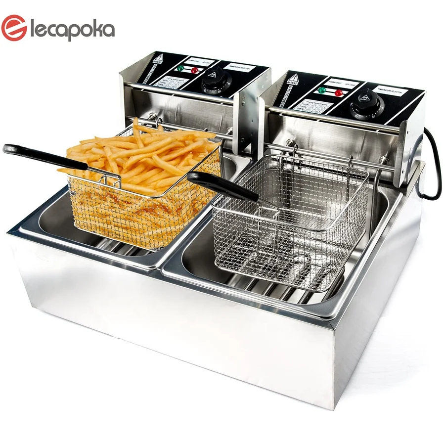 Stainless Steel Electric Deep Fryers Twin Fat Chip Fryer Commercial