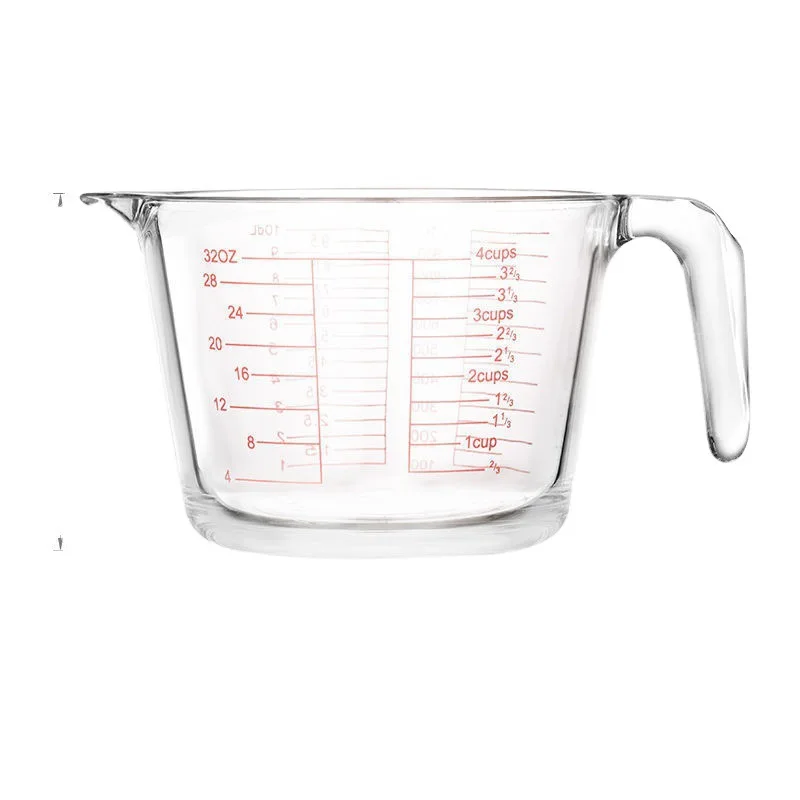 Large Glass Measuring Cup With Measurements - Heat Resistant For