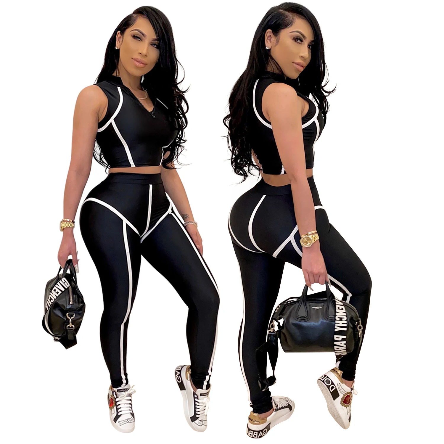 summer women fashion sportwear two piece tracksuit sexy outfits