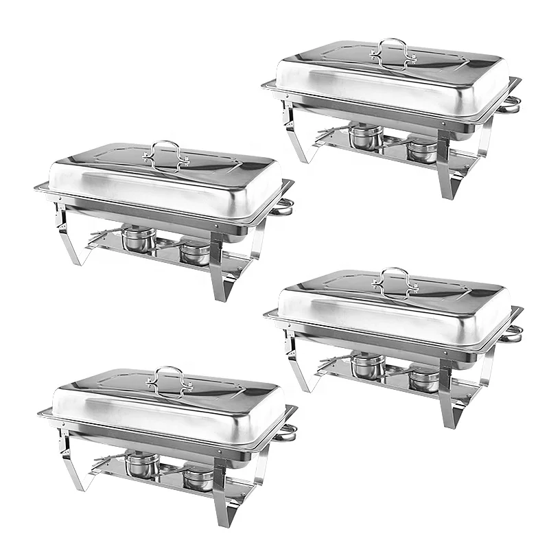 High Grade Fast Food Foldable Frame Stainless Steel Food Warmer Chafing Dish Buffet Set With  Stainless Steel Lid