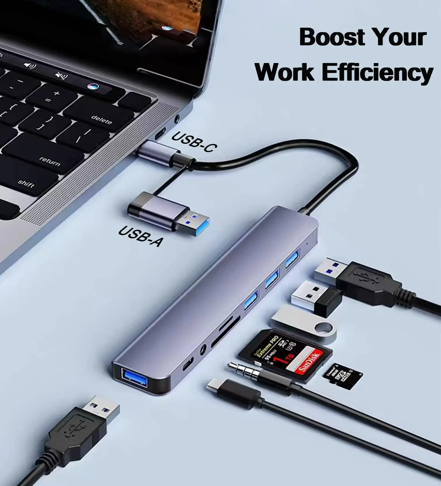 8-in-1 Dual-Head Multi-Port Cable Hub - Image 8