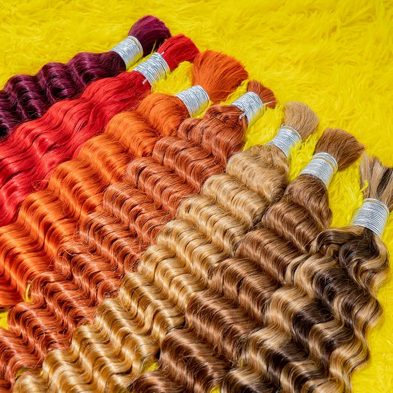 Deep Wave Mass Inimese juuksed punumiseks Extenciones De Cabello Natural Humano Weaving Töötlemata_voghion.com
