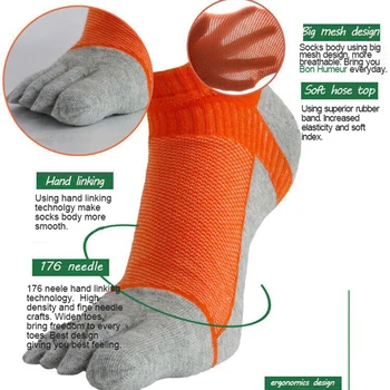 new design custom made sports logo mens socks men five finger toe socks