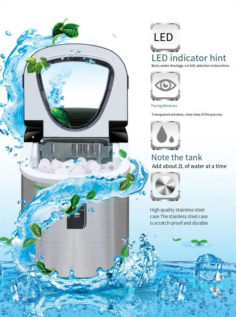 Stainless Steel Coke Round Ice Maker Portable Commercial Mini Ice Maker