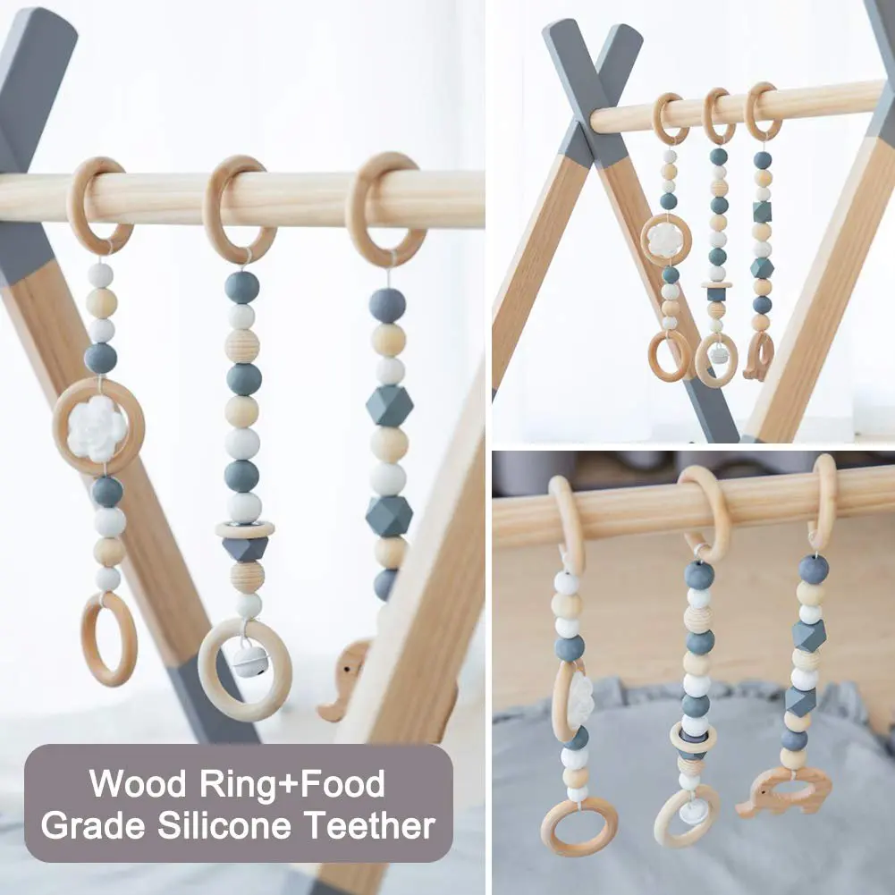 Деревянный складной детский тренажерный зал с ковриком Детская игровая рамка для тренажерного зала подвесные игрушки бара и занятий в спортзале