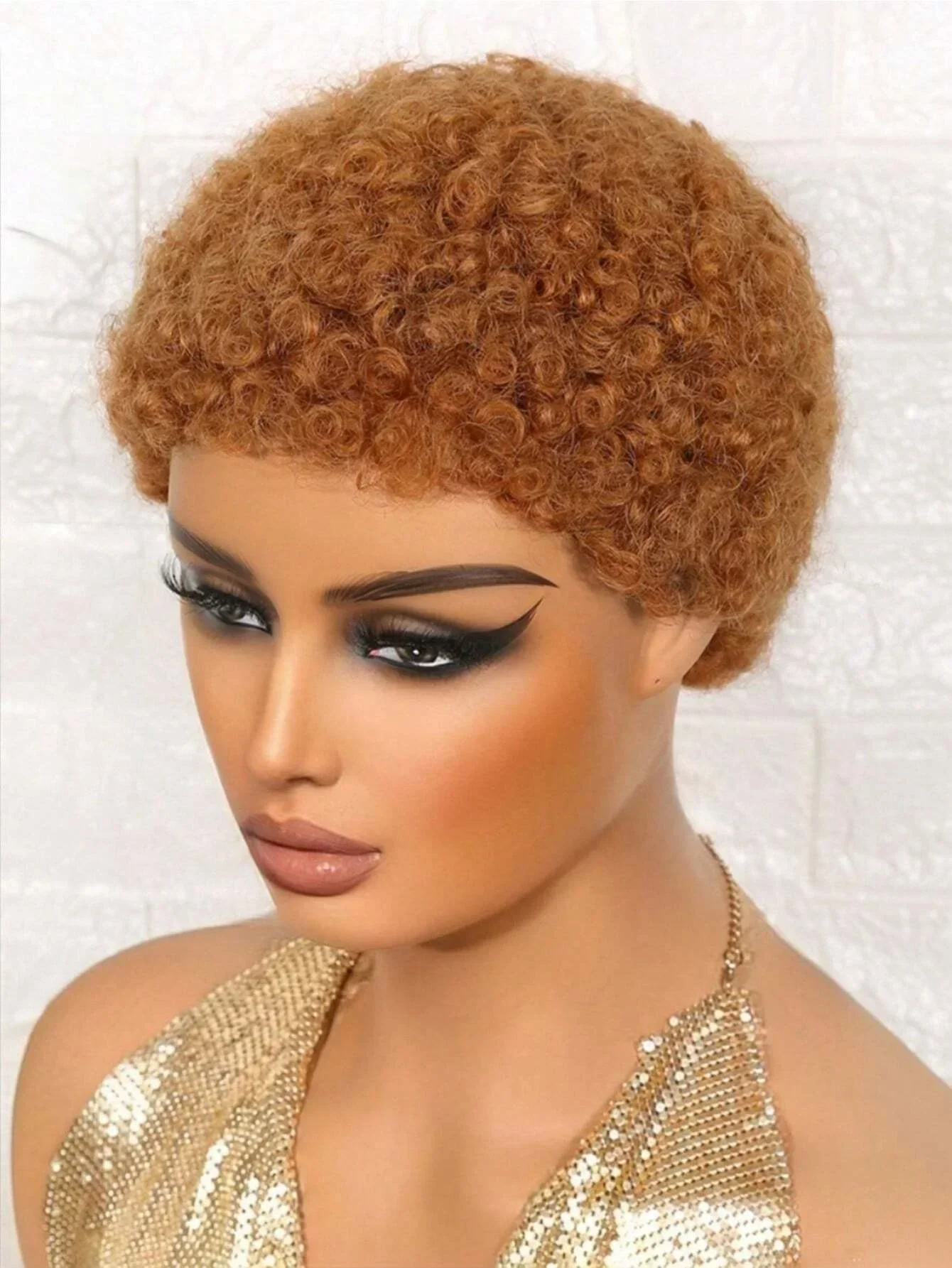 Kurze Afro-Perücke aus gelocktem Echthaar, Pixie-Schnitt, 150 % für Frauen, flauschige Afro-Puff-Perücke aus weichem Remy-Haar_voghion.com