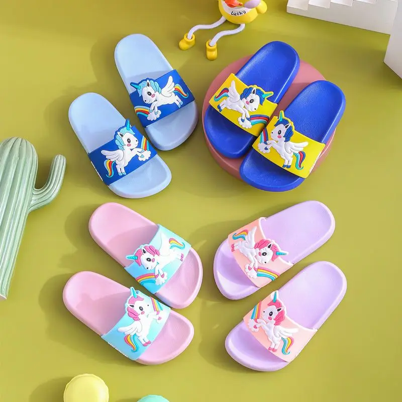 Kids Household Sandals Anti-Slip Indoor Outdoor Slippers for Girls and Boys,Summer Beach Water Shoes,Unicorn 