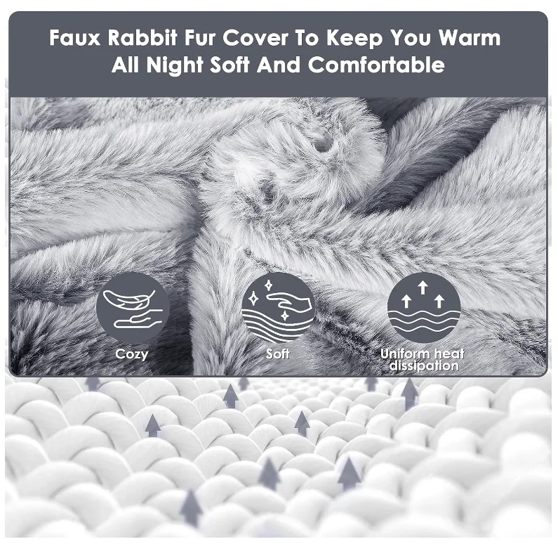 2 л бутылка для горячей воды с роскошным уютным чехлом из искусственного меха серого герметичная шея боль в плечах и грелка рук