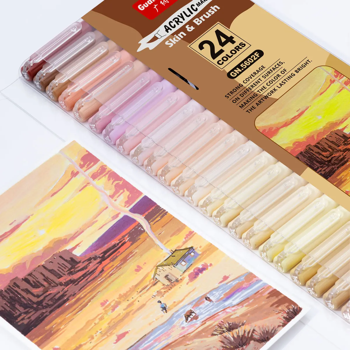 グアンナアクリルペイントマーカー 肌色 ブラシチップ 24色