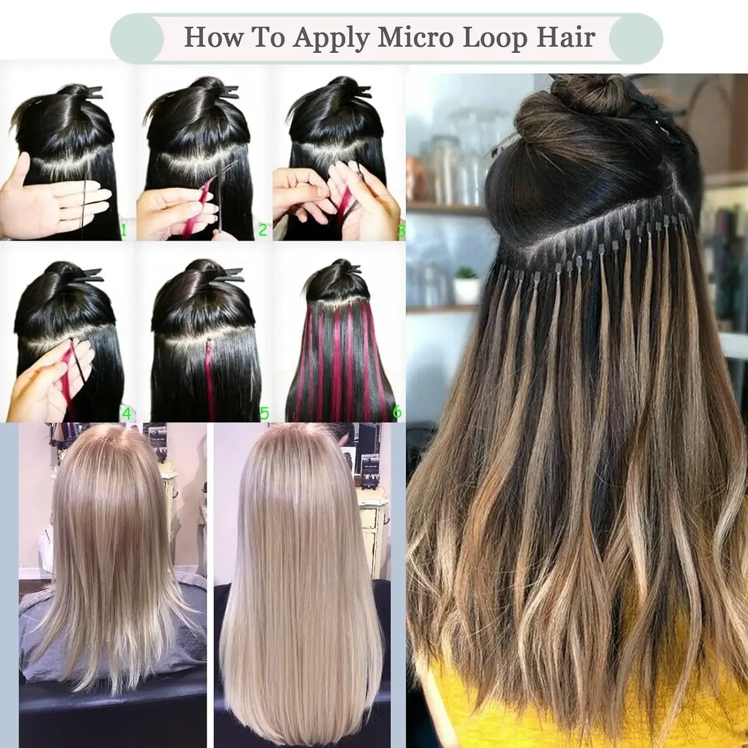 Micro Ring Haarverlängerungen Echthaar Seidig Glatt 50g Echte Remy Echthaarverlängerungen für Frauen_voghion.com