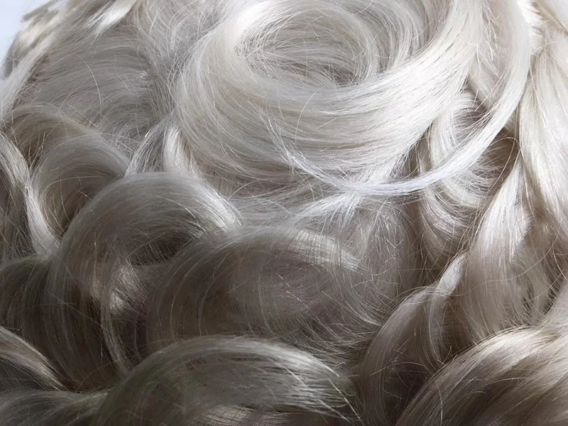 Handmade Men's Wigs Toupee European Hair Prosthesis Capillary  Ice Blond White Breathable Transparent Full Lace Base Toupee