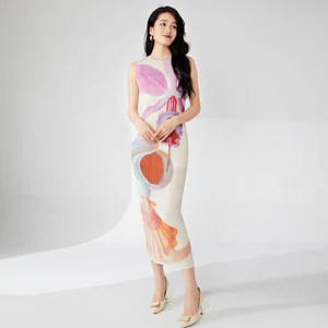 2025 Summer New Fashion High Design Printed Skirt Temperament Casual Long Dresses Sleeveless Women's Dress