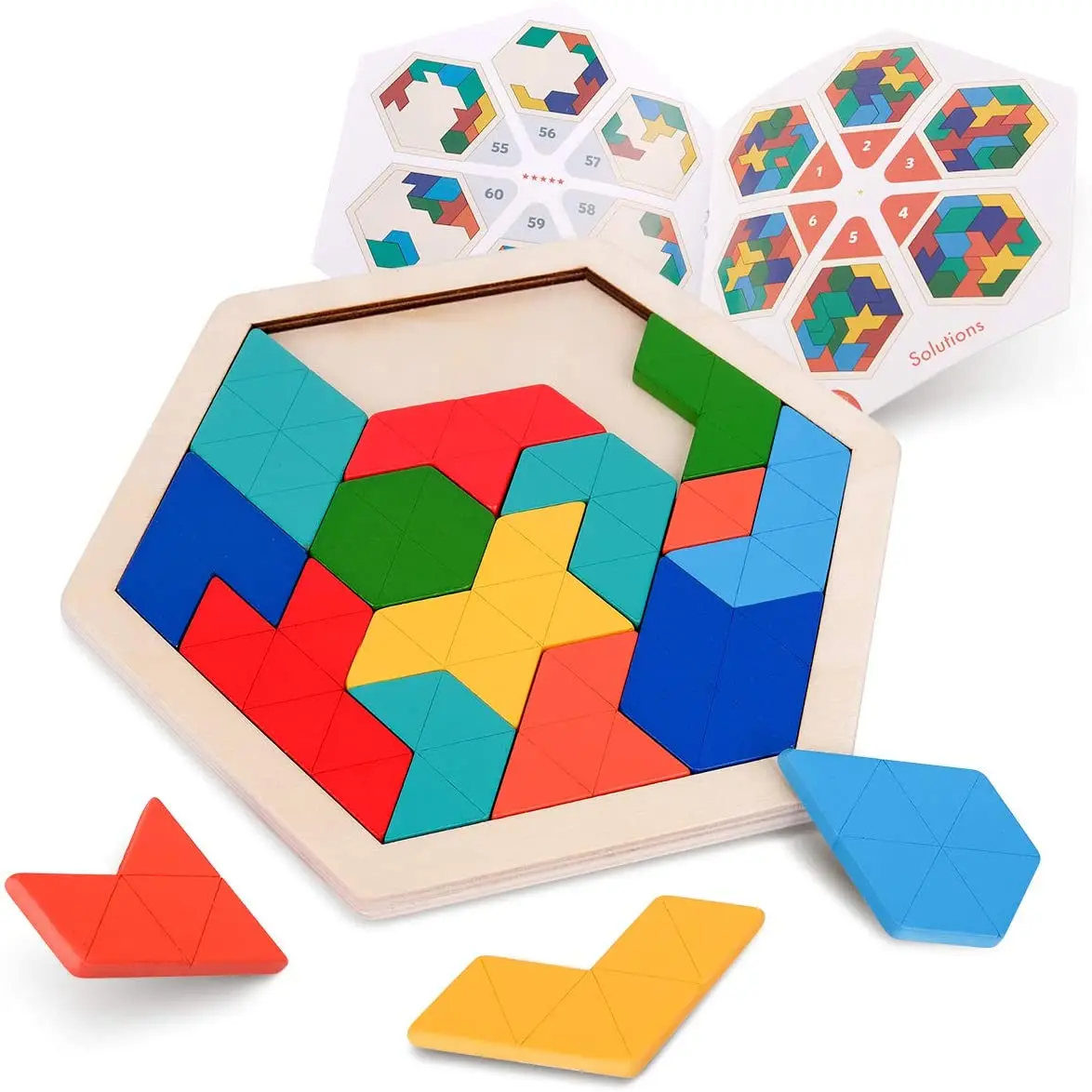 Coogam Quebra-cabeça Hexagonal De Madeira Para Crianças, Formato Em Favo De  Mel, Tangram, Brinquedos, Geométrico, Iq, Jogos, Haste, Presente Para Bebês  - Quebra-cabeças - AliExpress