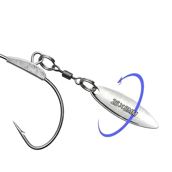 CHEERY Jig Head Weedless Fishing Hooks Worm Offset Lure Bass Saltwater Fishing Rigs with Spoon for Carp & Catfish – Soft Lure – view 3
