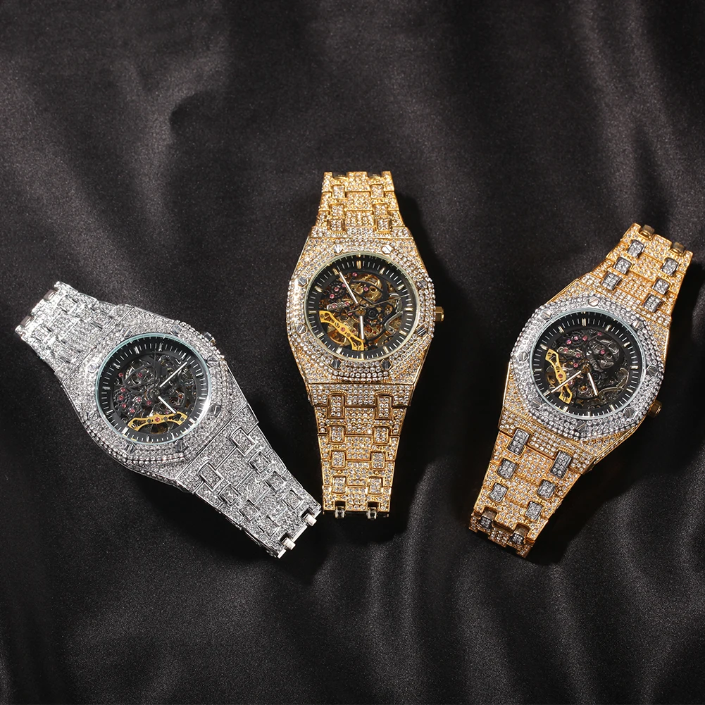 Black Gold Iced Out Mechanical Watches