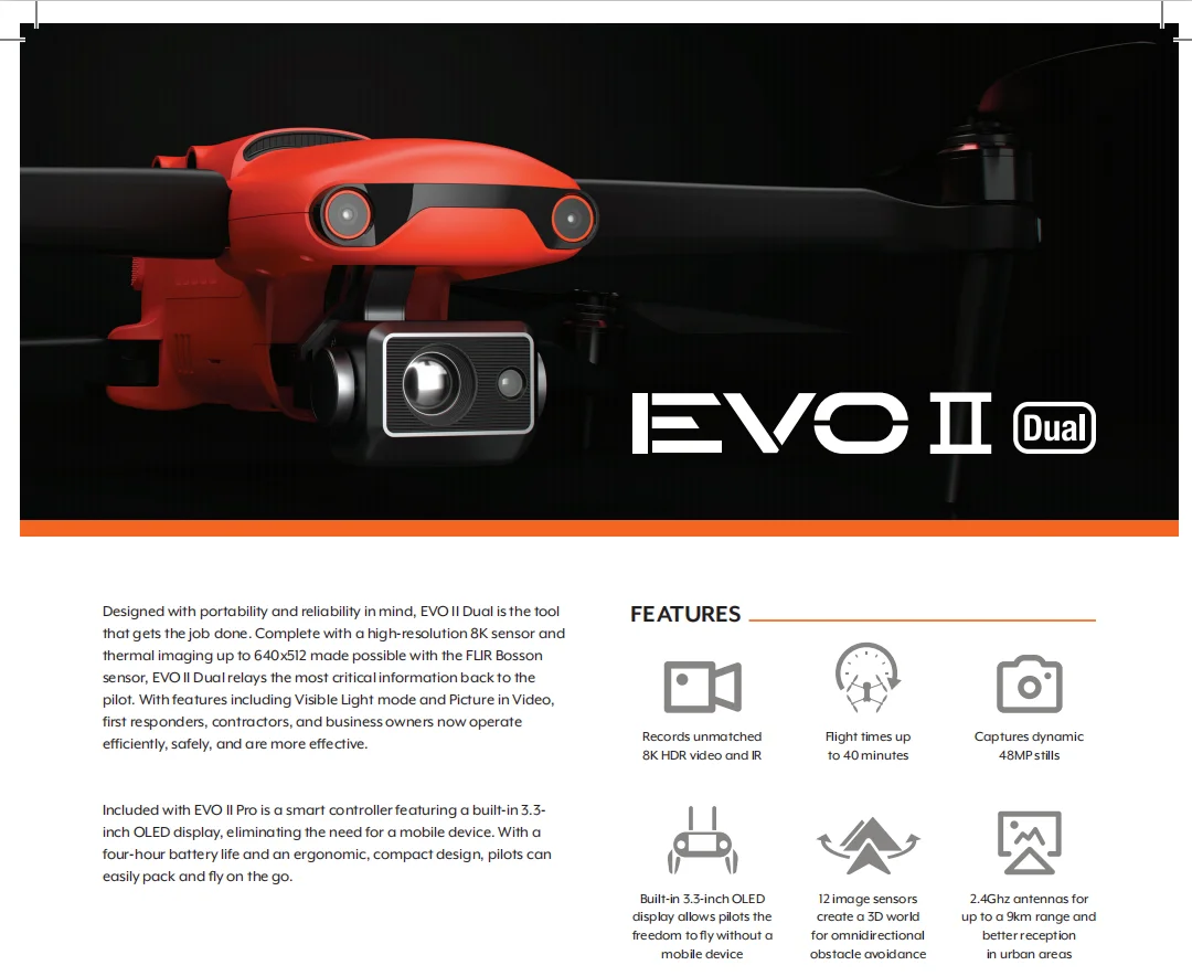 Autel Robotics EVO II Dual 640t Enterprise v3. Autel Dual 640t. Autel EVO 2 Dual 640t. Квадрокоптер Autel Robotics EVO II Dual 640t v3 (8k + тепловизор, цвет - серый).