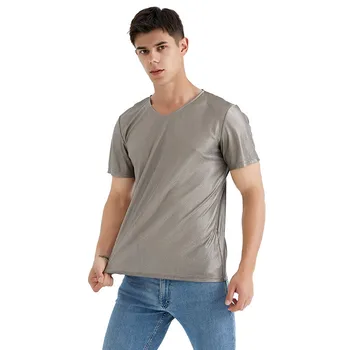 electromagnetic radiation protective knitted 100% silver fiber men's T-shirt 5g communication EMF shielding T-shirt 1pcs