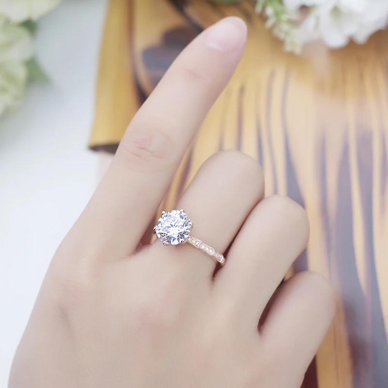 Bague Solitaire En Argent Sterling Vermeil - Occasion - Style Classique Vintage