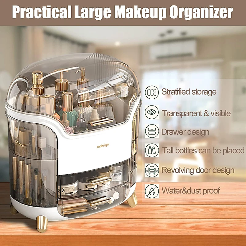 Bathroom Vanity Makeup Organizer Clear 10 Drawer Big Cosmetics Storage