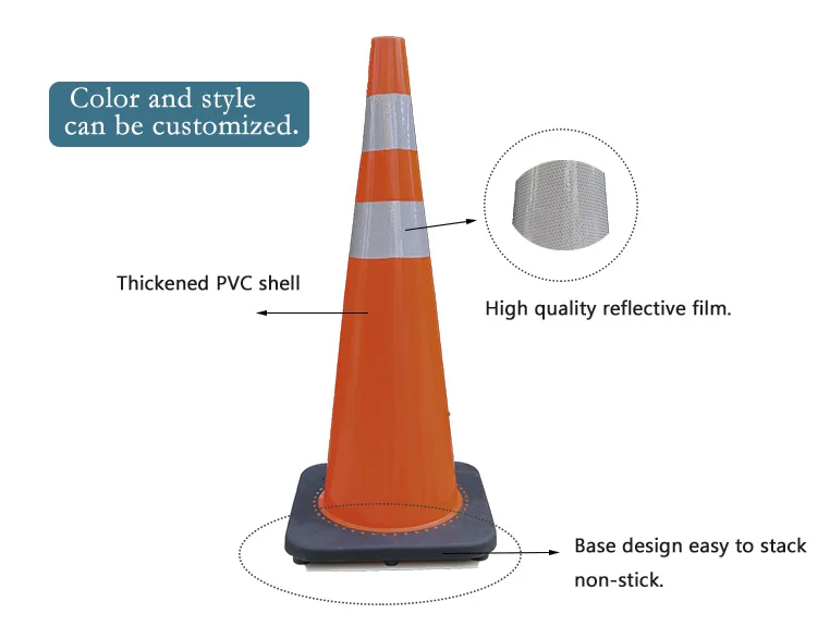 High Way Red Color Safety PVC Traffic Cone Flexible Road Cone Rubber Traffic Cones