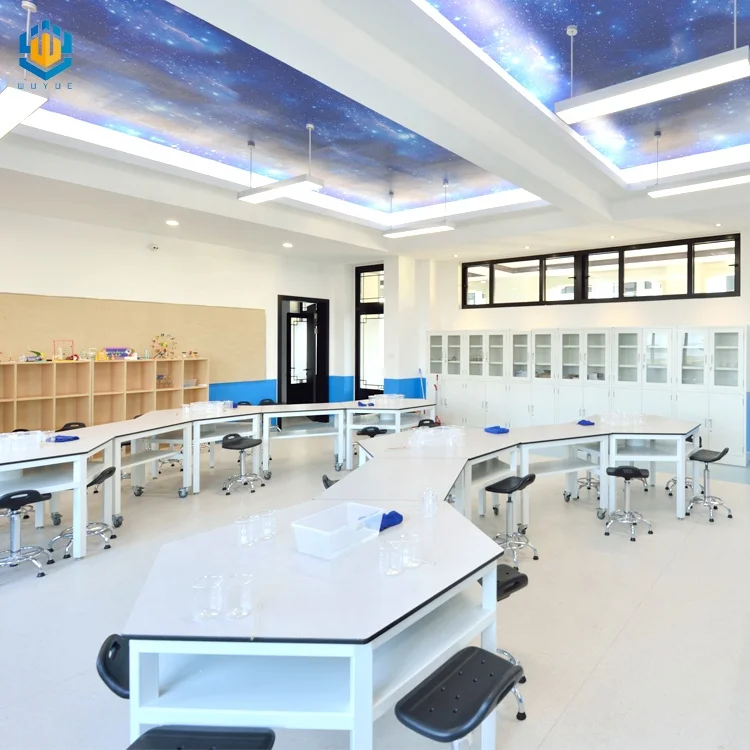 School Science Lab Hexagonal Table Chemical Resistant Work Bench