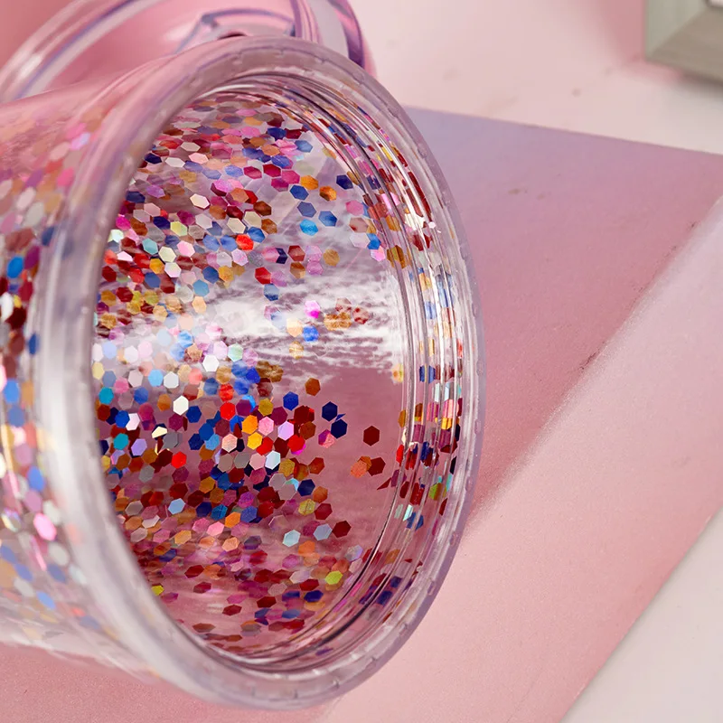 Лидер продаж оптовая продажа Прозрачный Акриловый стакан с двойными стенками без бисфенола А пайетками и двумя видами