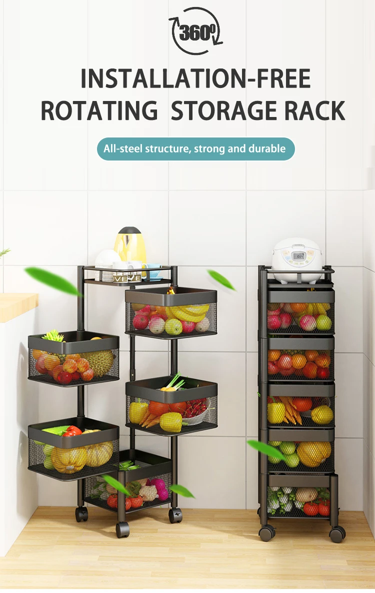 Multi Tier Rotating 360 Degree Rotating Square Shelf Stainless Steel