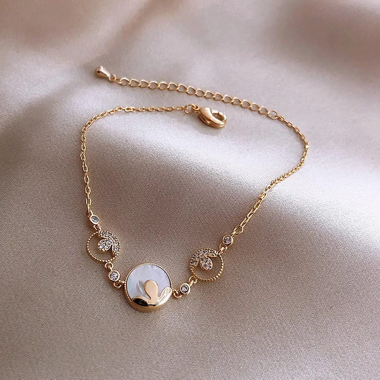 Vershal D092 Minimalist 18k Gold Plated Party Elegant Wave Diamond Adjustable Bracelet For Women