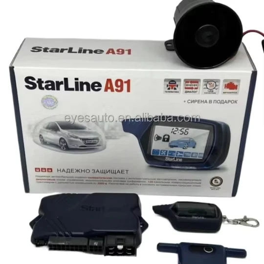 Car Security Kit Russian Version LCD Monitor Remote Control Two Way Car Alarm System for Star Line A91