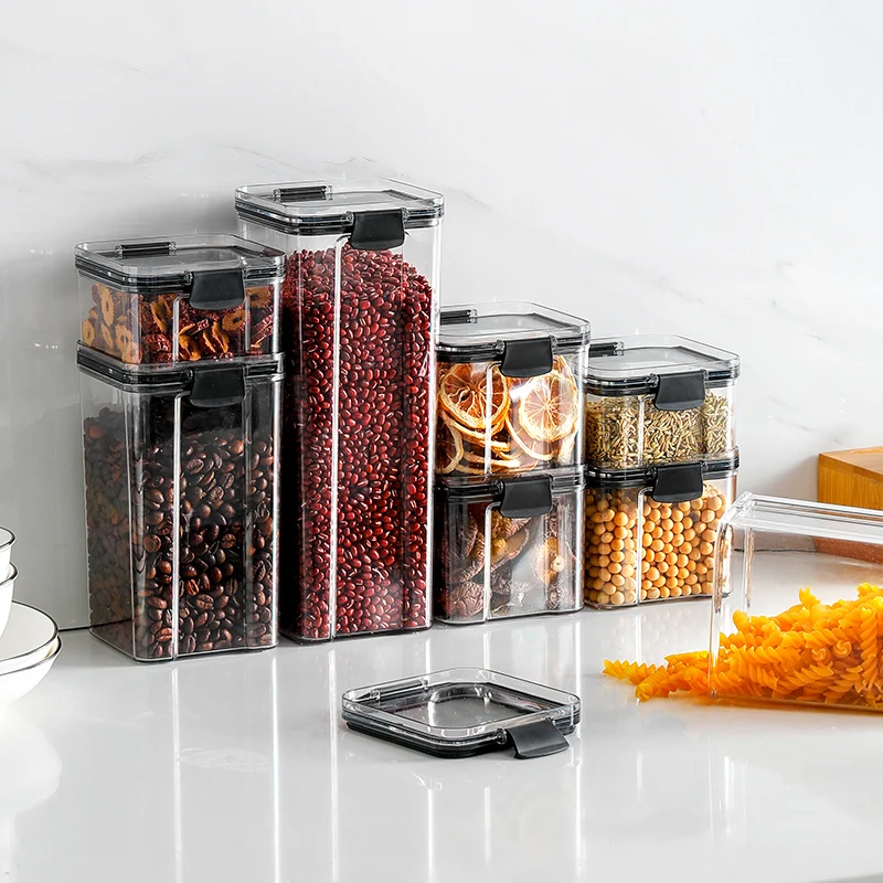 Plastic Reusable Airtight Stackable Easy Snap Lock and BPA Free Food Storage Container Bins Set with Lid for Kitchen Use