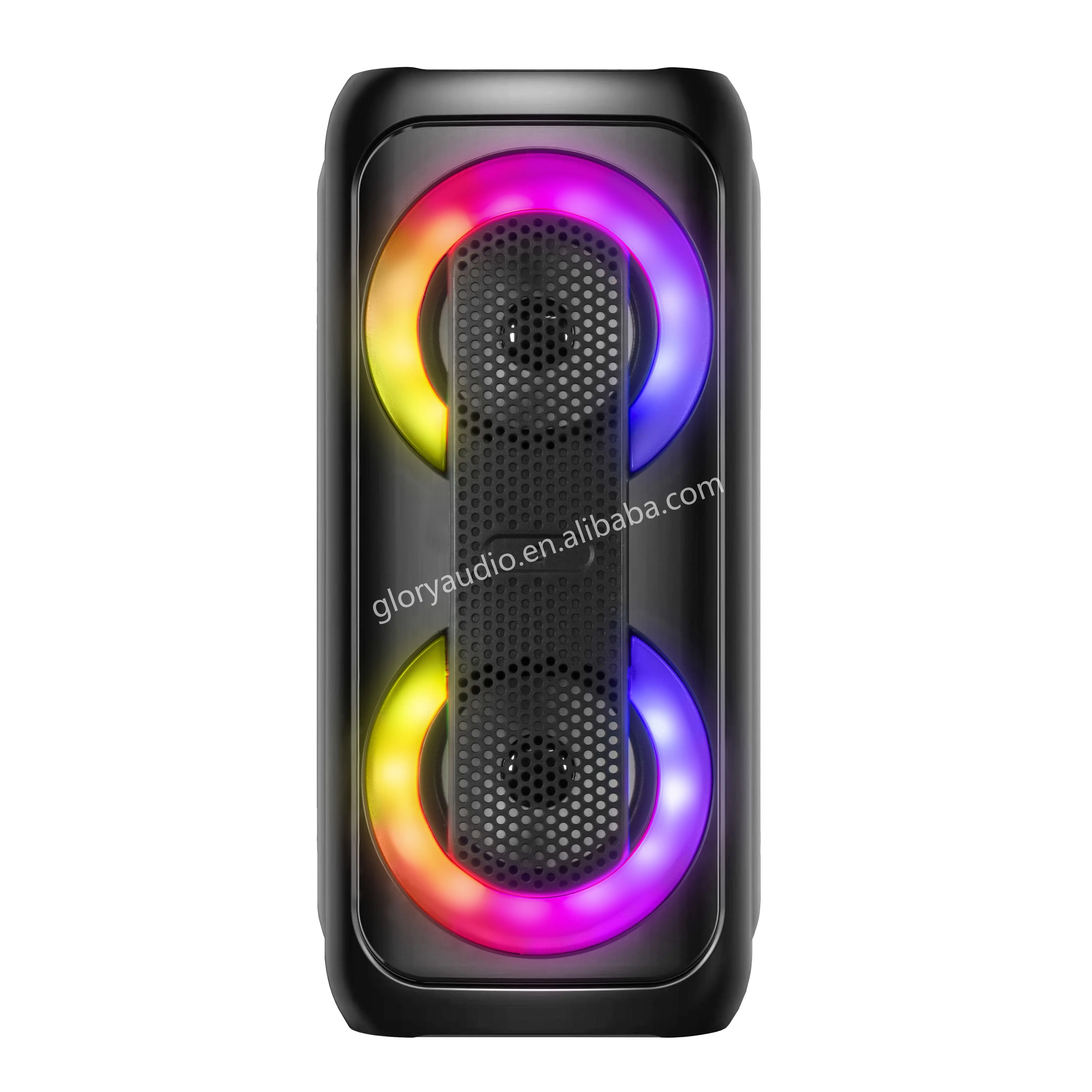 Dual 4 Inch Active Portable RGB LED Speakers Wireless USB AUX Light Plastic Design Home Karaoke Parties Outdoor Woofers DC Power