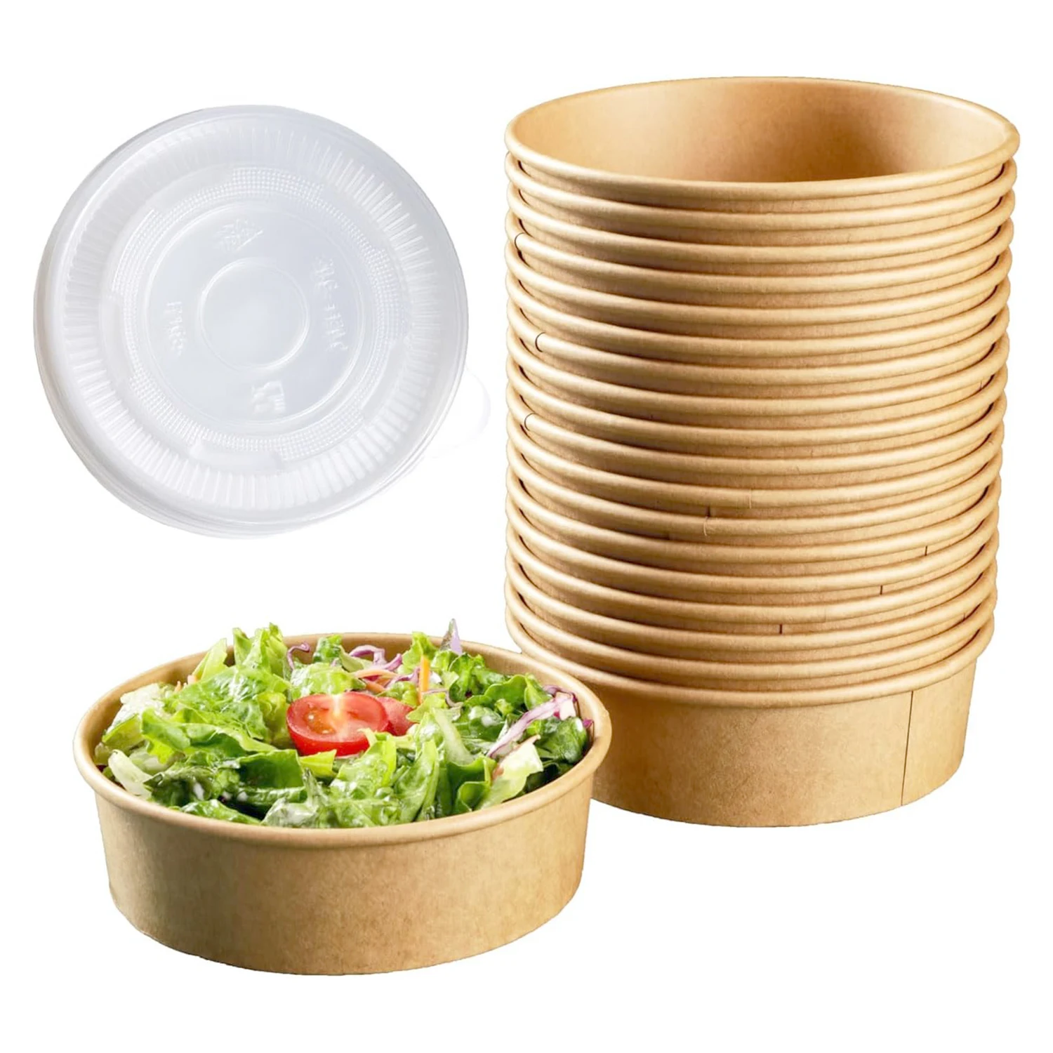 Eco Friendly Kraft Bowl Custom Printed Paper Food Container for Salad Soup Noodles Disposable Takeaway Packaging