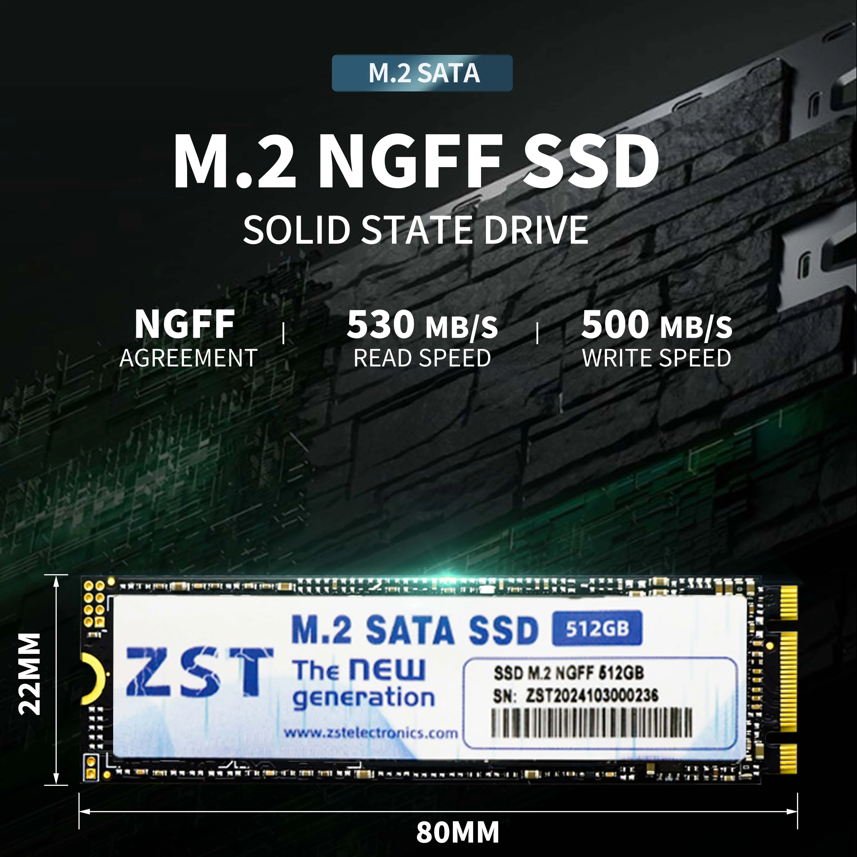 【未使用】M.2 SATA SSD 6点セット（512GB×2 256GB×4） ZST SSD M.2 512GB - High Performance Internal Storage