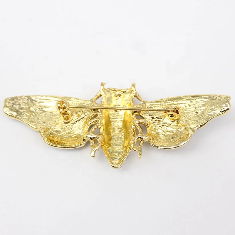 High Quality Rhinestones Crystal Colored Cicada Insect Brooch Lapel Pins for Gift