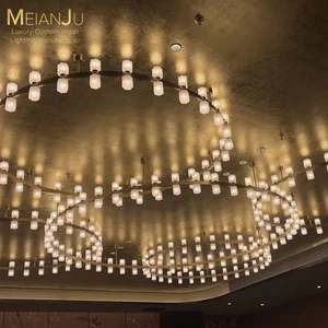 Premium Stainless Steel Hexagon Frosted Glass Customizable LED Chandelier Multi-Color Pendant Light Ceiling Lamp Hotel Dimmable