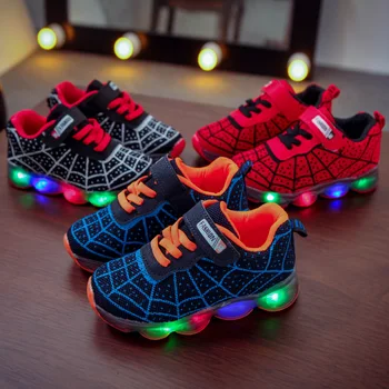 Cheap China Manufacturer Children Casual Spiderman Design Led Boys Kids Shoes