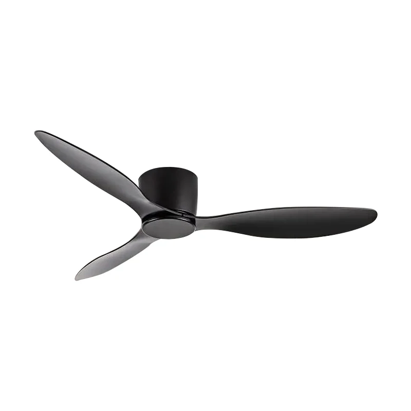 F7799 42-Inch Tatlong Plaster LED Ceiling Fans Itim na ABS Plastic na may 130cm at Remote Control 5 Plaster